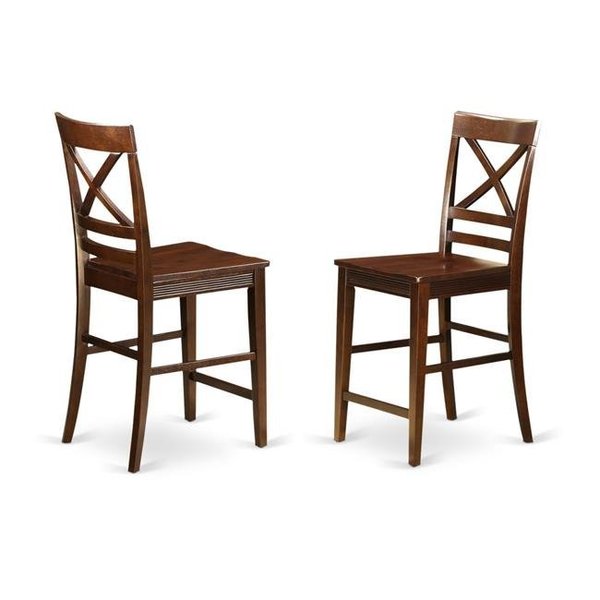 East West Furniture East West Furniture QUS-MAH-W Quincy Counter Height Stools with X-Back in Mahogany Finish - Set of 2 QUS-MAH-W
